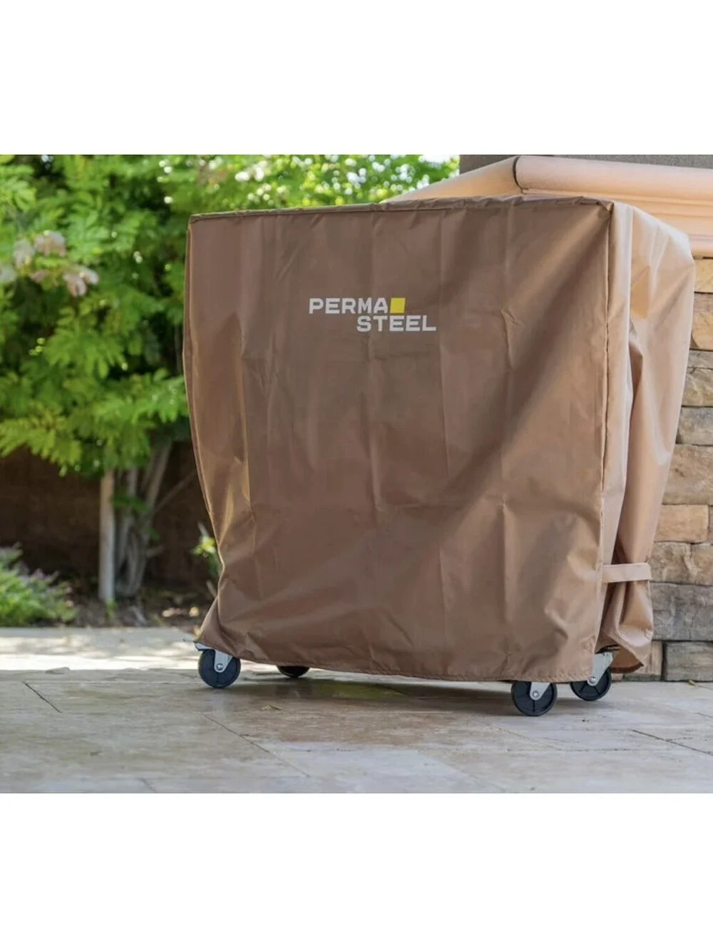 Permasteel 60 Qt Patio Cooler Cart Cover Waterproof UV Resistant Tan Outdoor